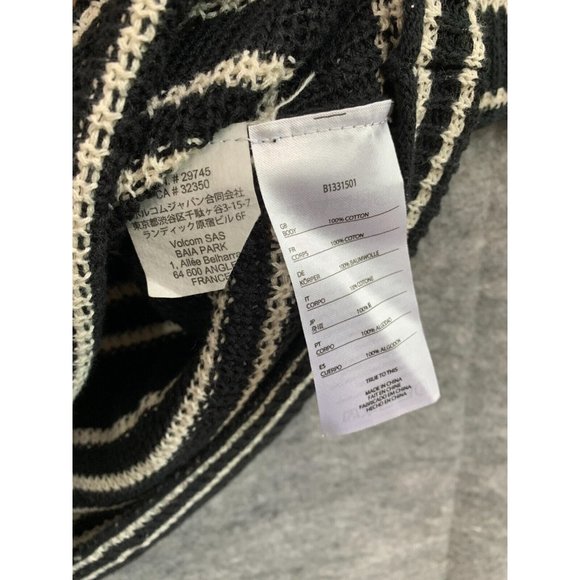VOLCOM Womens Medium Sweater Dress Striped Knit Black White Long Sleeve Stretch - Picture 6 of 11